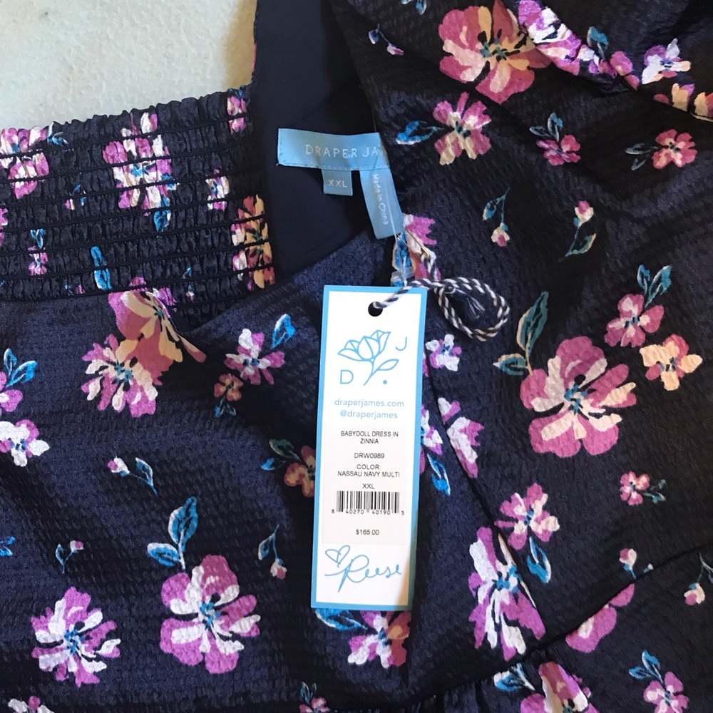 Draper James Blue New with Tags Floral Babydoll Dress - Picture 7 of 7